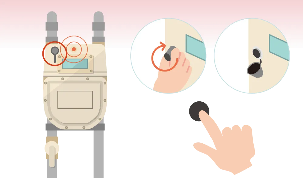 通常ガスメーターのボタン位置